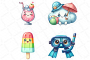 Kawaii Summer Beach Clipart Bundle, an Illustration by DreamPrint404 (Thumbnail 5 of 6)