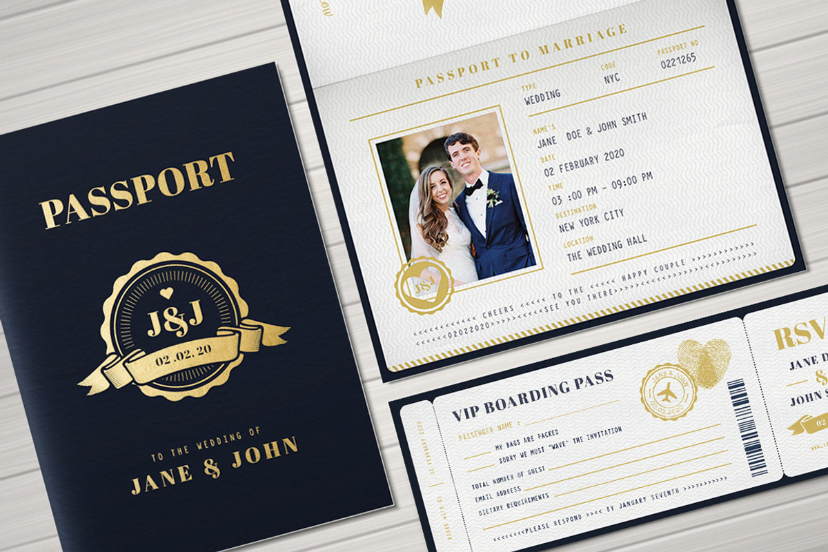 Passport Wedding Invitation, an Invitation Template by Vynetta (Photo 1 of 6)