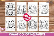 Kawaii Coloring pages Cute Relaxing, a Stationery Template by 2SUNS (Thumbnail 4 of 6)