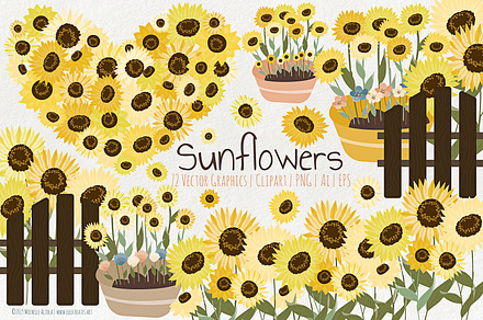 Sunflowers Flower Vector & Clipart