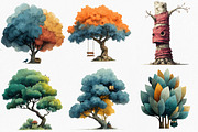 Watercolor Quirky Tree Clipart, an Illustration by Canvas Craft (Thumbnail 2 of 8)