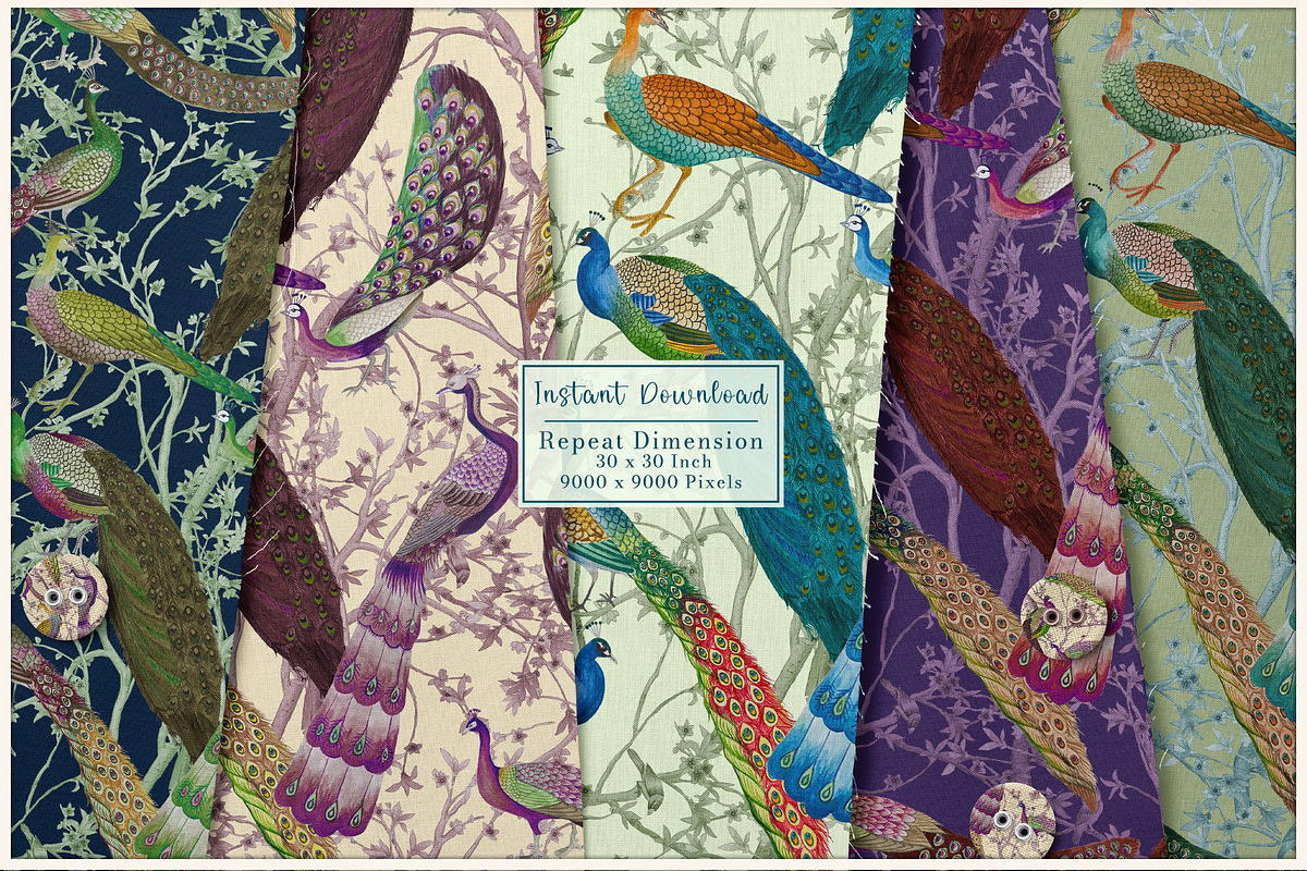 Forest Peacock Prints & Patterns, a Pattern Graphic by GND ART STUDIO (Photo 3 of 8)