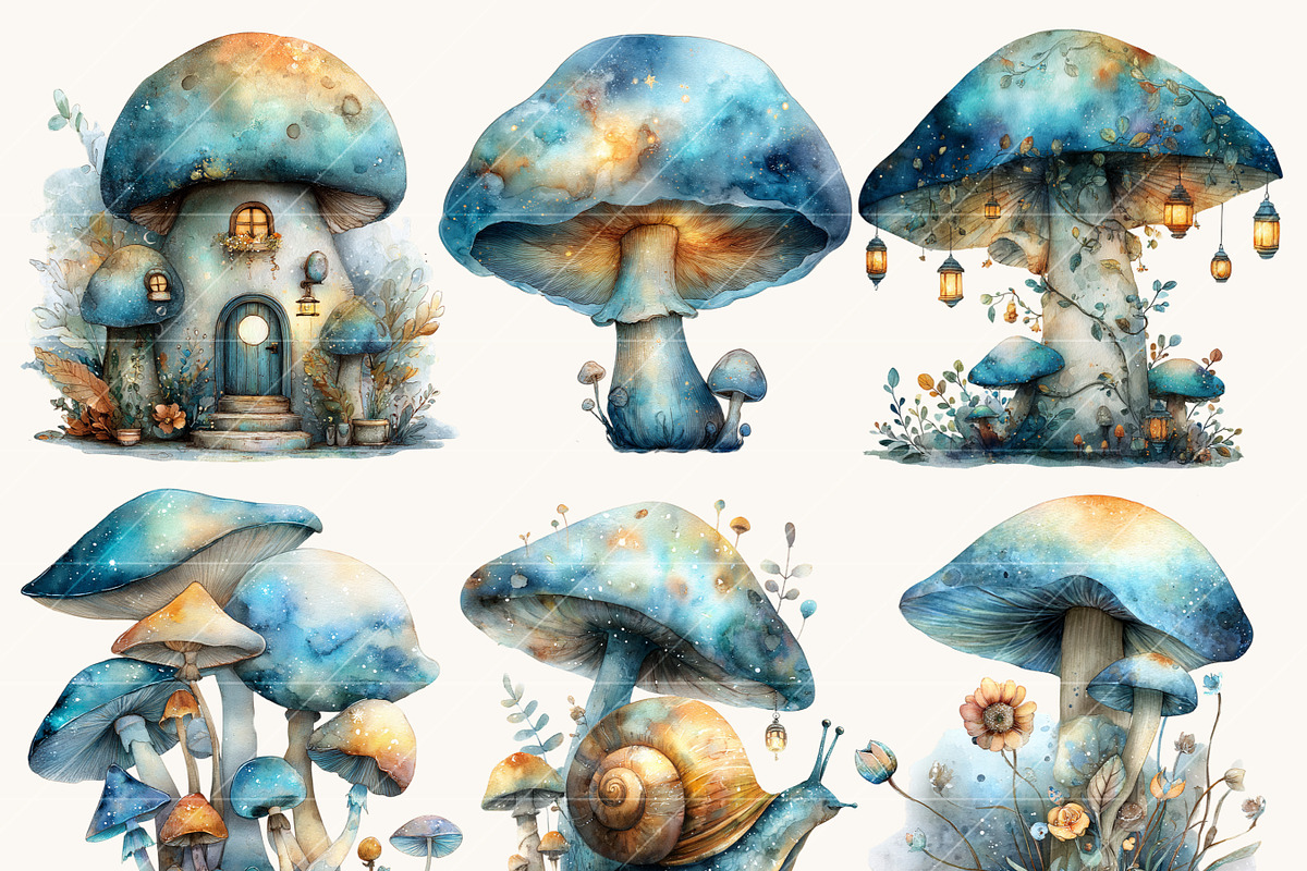 Watercolor Mushroom Clipart, an Object Illustration by Design Scotch (Photo 4 of 8)