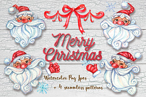 Christmas Watercolor Clipart Santa