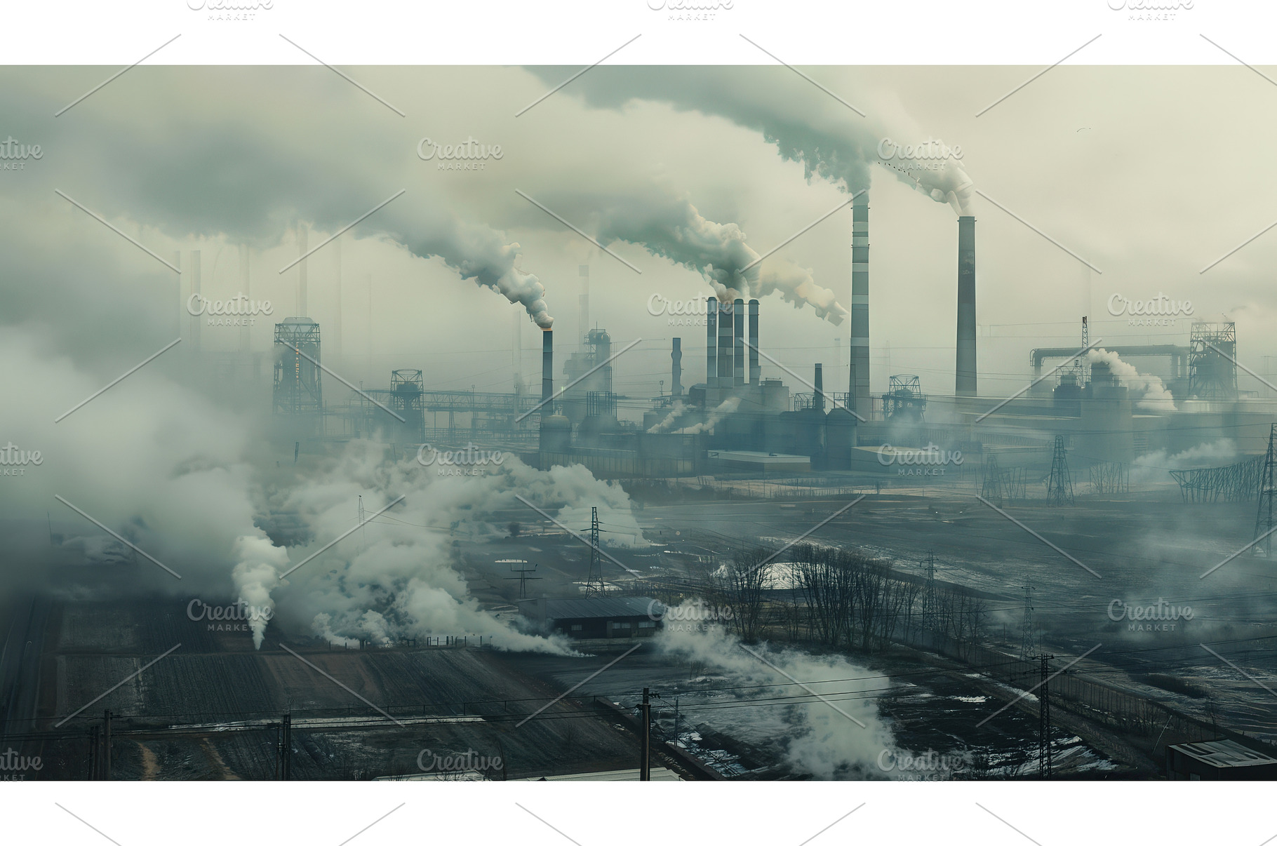 Industrial factory smokestacks, an Industrial Photo by piter.goskov