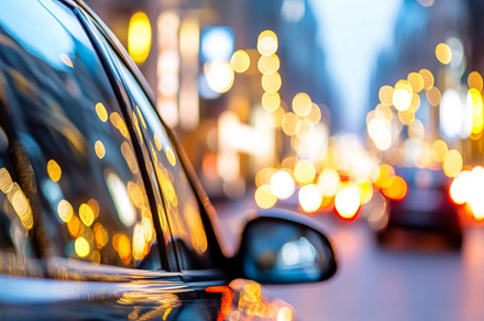 Blurred motion of car with bokeh fro, a Photo by Dvoevnore photos