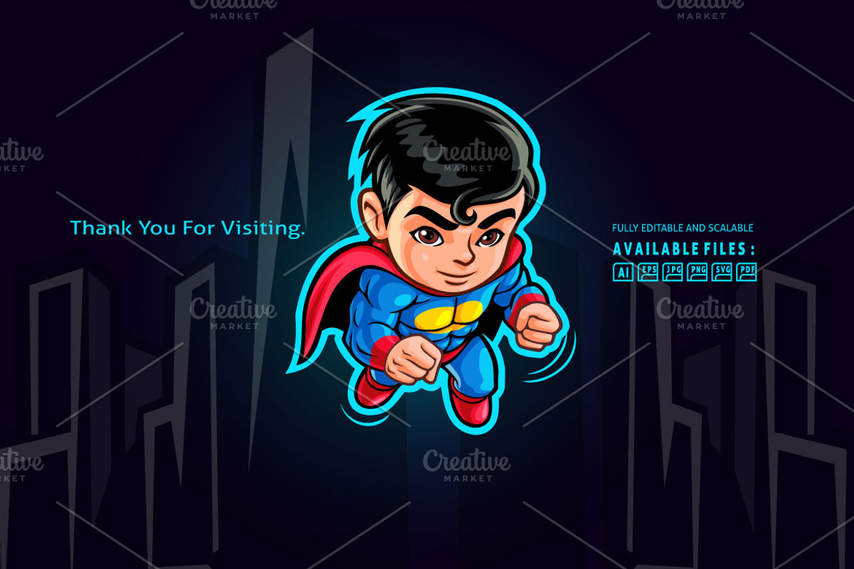 Cartoon Superhero Mascot Logo, a Branding & Logo Template by Kongstones_std (Photo 3 of 5)