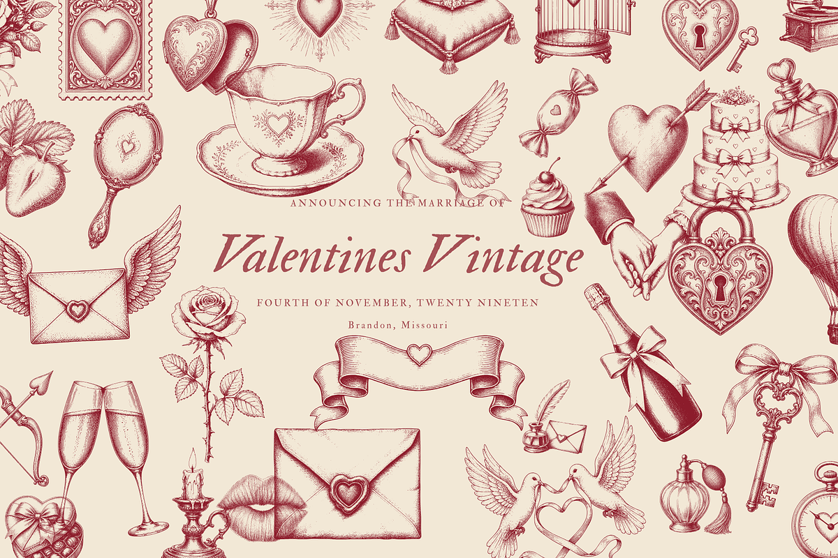 Valentines vintage Love Doodles, an Object Graphic by digital.incubator.yum (Photo 2 of 3)