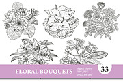 33 Floral Bouquets Set, a Decorative Illustration by Sunset&Sea Design (Thumbnail 1 of 6)