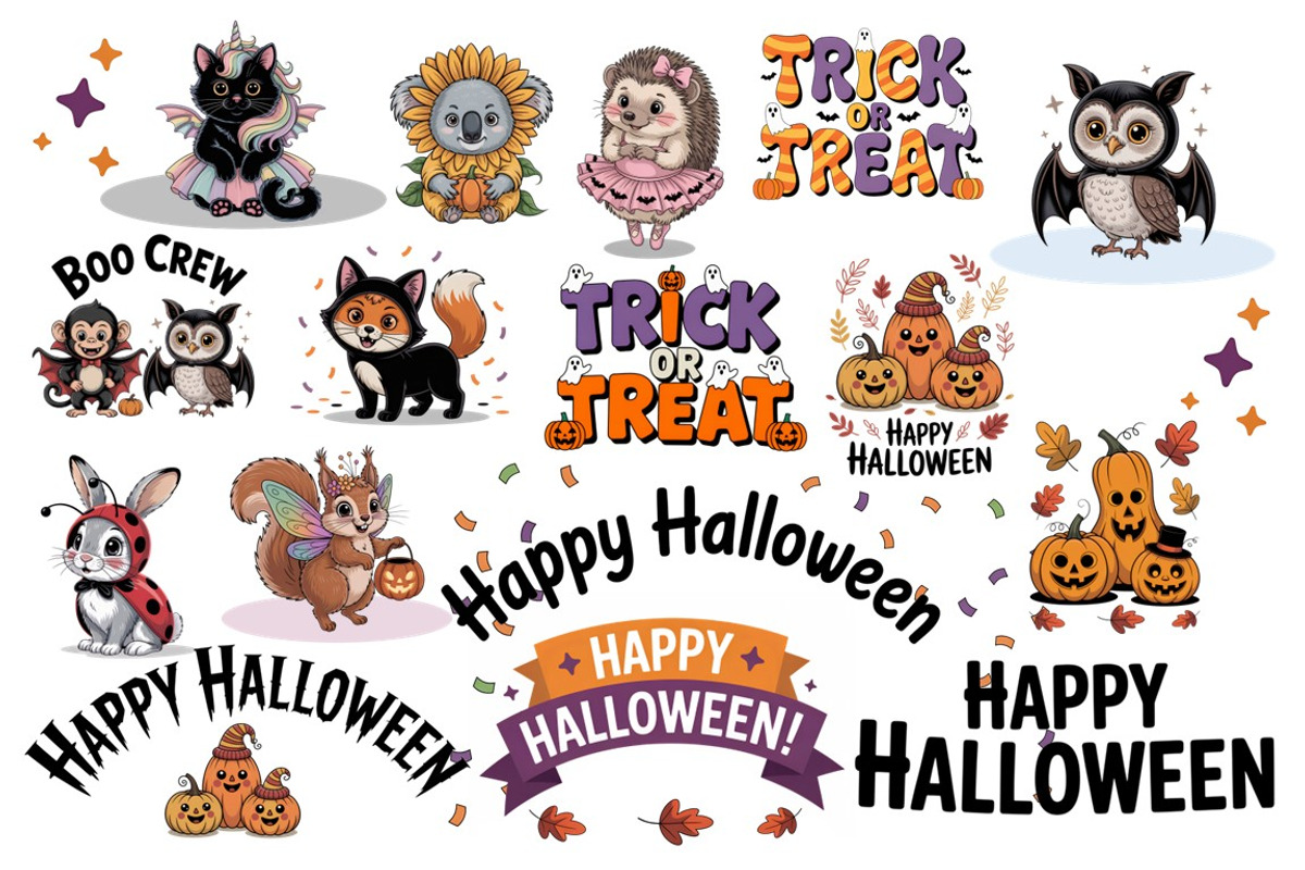Cute Halloween Animals, 36 Clip Arts, an Object Graphic by Kat's Artful Creations (Photo 3 of 18)