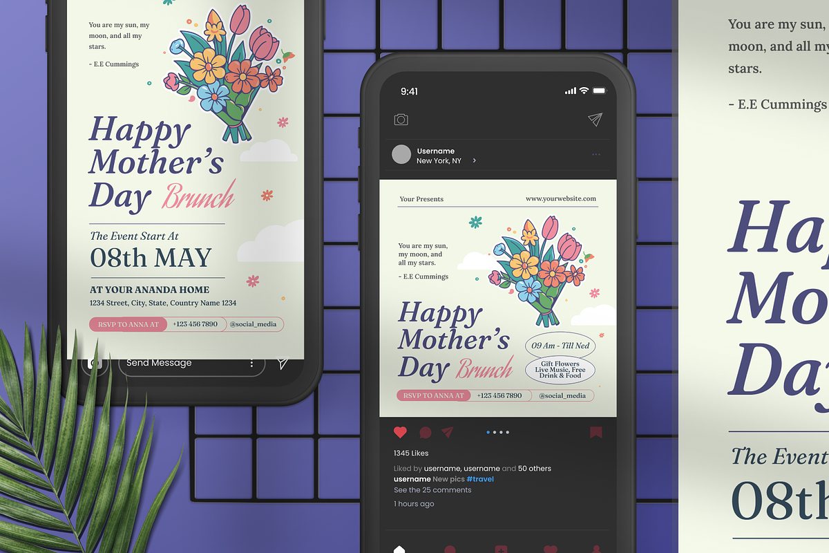 Happy Mother's Day Brunch Flyer, a Flyer Template by Annora Studio (Photo 2 of 4)