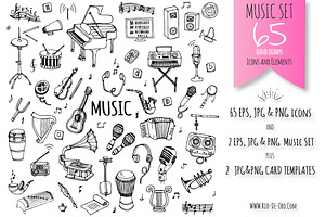 65 Music hand drawn elements set!