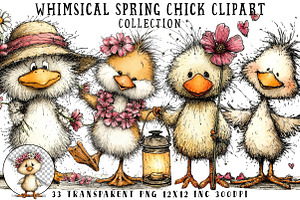 Whimsical Spring Chick Clipart, an Illustration by OK Design