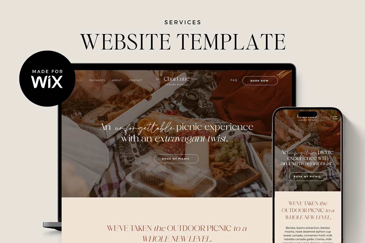 Luxury Picnic Wix Website Template, a Wix Template by Ton Rêve Design Studio (Photo 1 of 8)