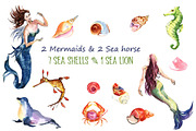 Sea World Watercolor Clipart, an Animal Illustration by Pixavics (Thumbnail 3 of 5)