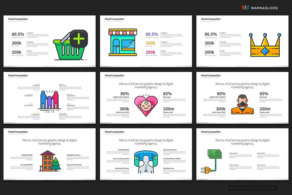 Mixed Graphics PowerPoint Templates, a Presentation Template by Warna Works (Photo 8 of 13)