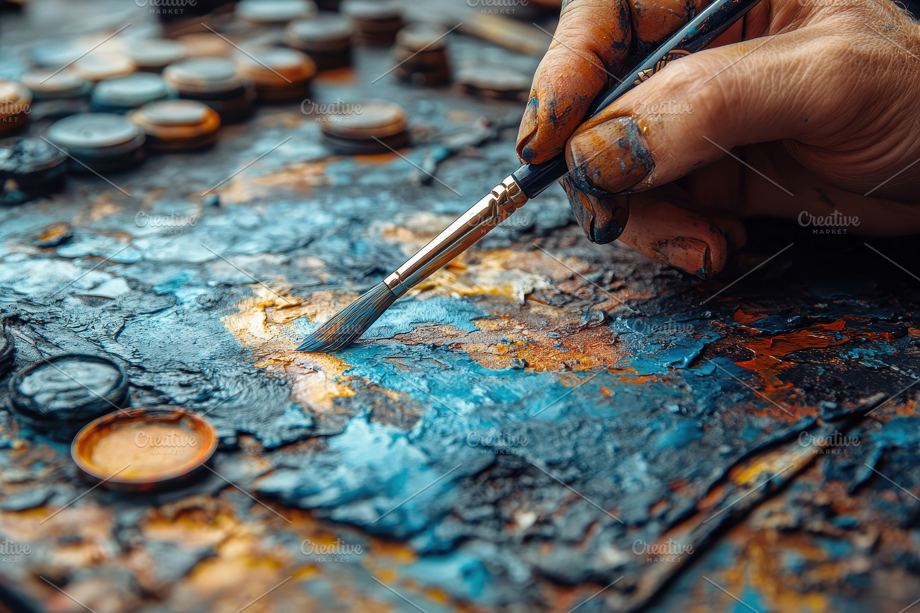 Hand painting with a brush on a text, a Photo by Tanuart