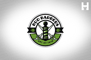 Bud Barbers Vector Logo Template