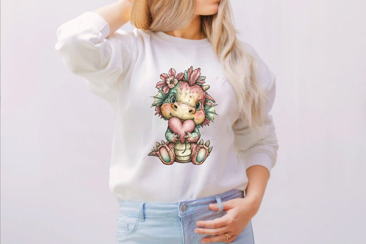 Whimsical Valentine Baby Dragon Clip, an Illustration by SVGArt (Photo 2 of 8)