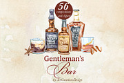 Gentleman's Bar Watercolor Clipart, a Food Illustration by ArtCreationsDesign (Thumbnail 12 of 12)