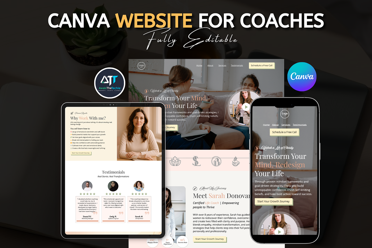 Life Coach Website Template – Canva, a Landing Page Template by AwaisTheTechie (Photo 1 of 5)