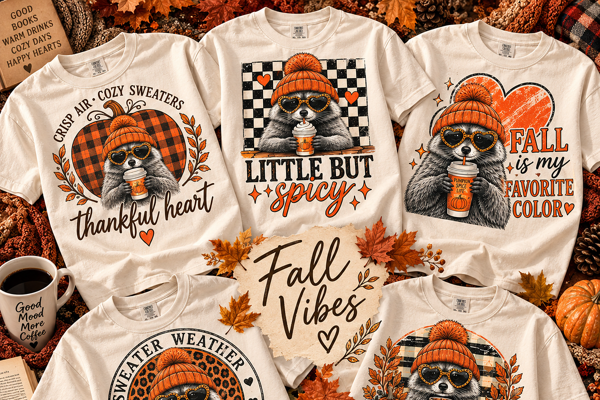 Fall Raccoon 16 PNG Cute Designs, an Animal Illustration by ElDesignState (Photo 4 of 21)