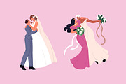 Couples wedding. Newlywed family set, a Person Illustration by PaperTrident (Thumbnail 7 of 7)