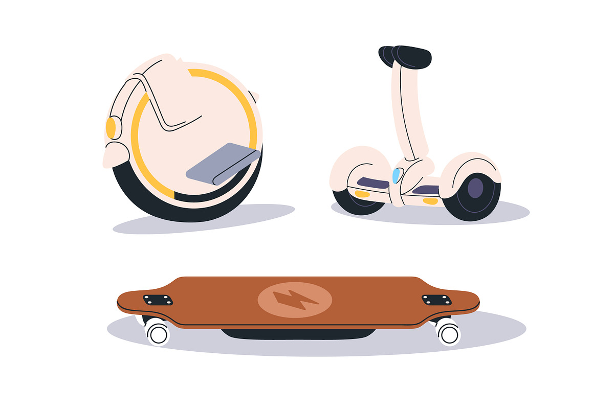 Eco electric transport vehicles set, a Transportation Illustration by Good Studio (Photo 3 of 7)