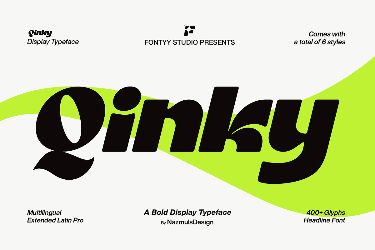 Qinky - Bold Display Font, a Sans Serif Font by NazmulsDesign (Photo 1 of 26)