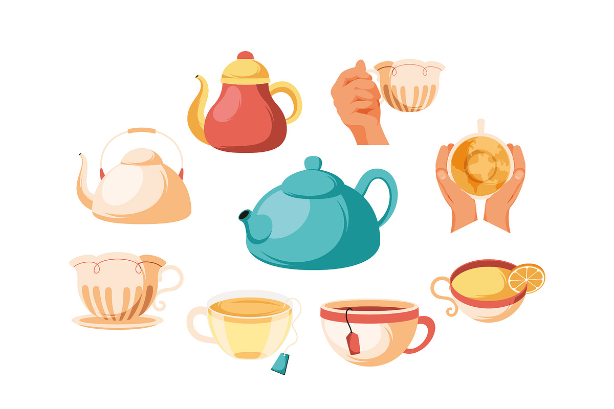 Tea Set and Teacup Illustration Icon preview 3