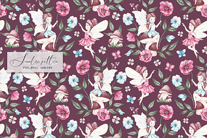 Watercolor Fairy Floral Pattern