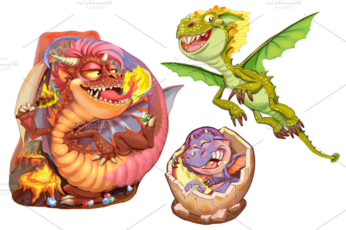 Seven fairy dragons., an Animal Illustration by Adamskyistudio (Photo 2 of 4)