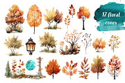 Autumn Cottages Watercolor, a Seasonal Illustration by Verdigris Studios (Thumbnail 3 of 4)