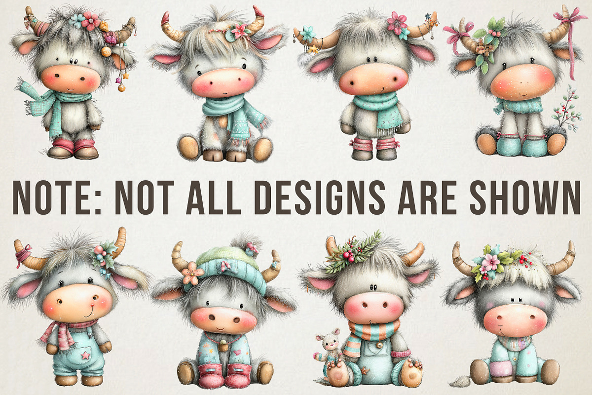 Cute & Funny Festive Highland Cow PN, an Illustration by RobertsArt (Photo 5 of 7)