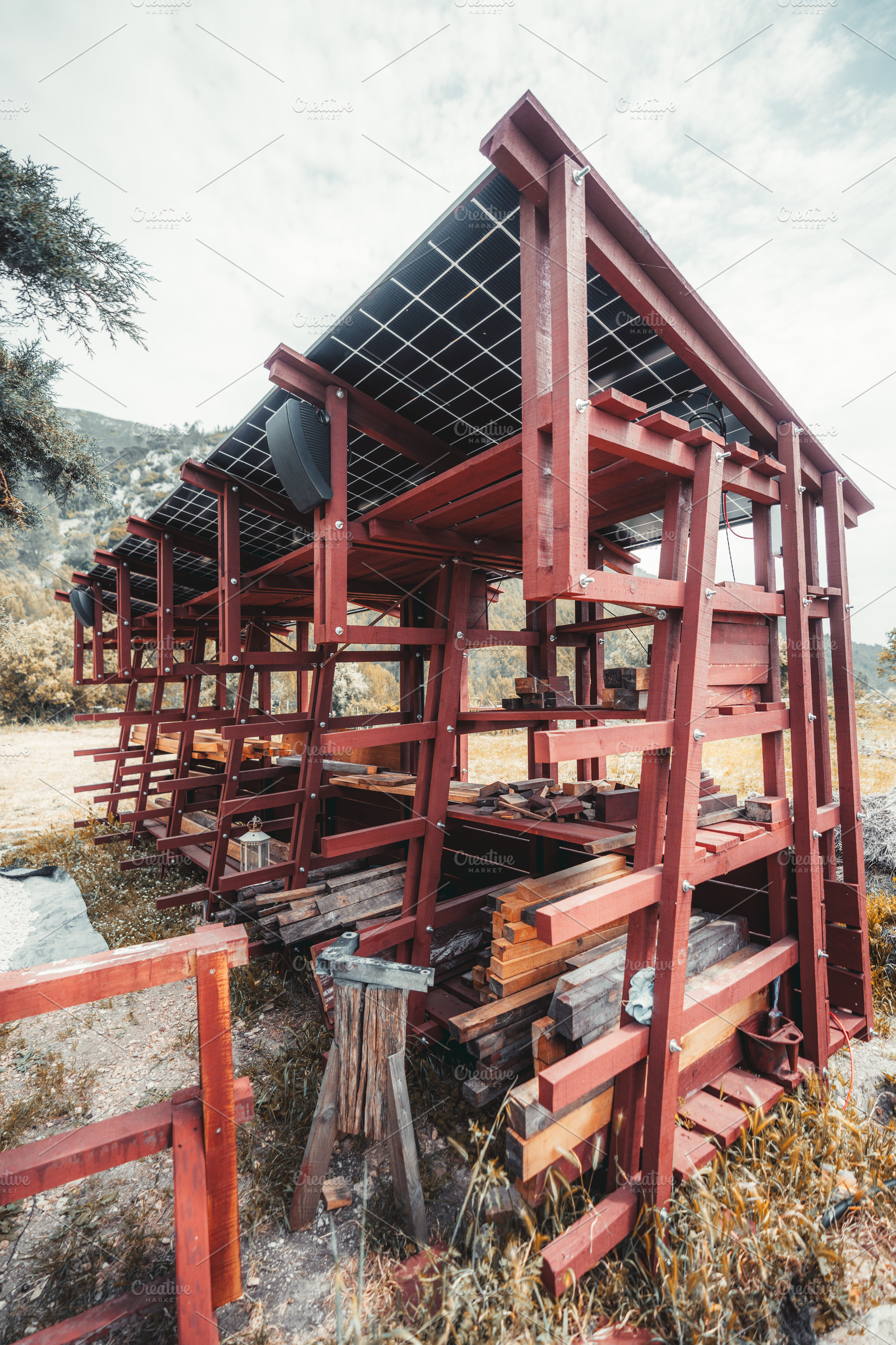 Solar lumber storage shed, an Architecture Photo by SkyNext