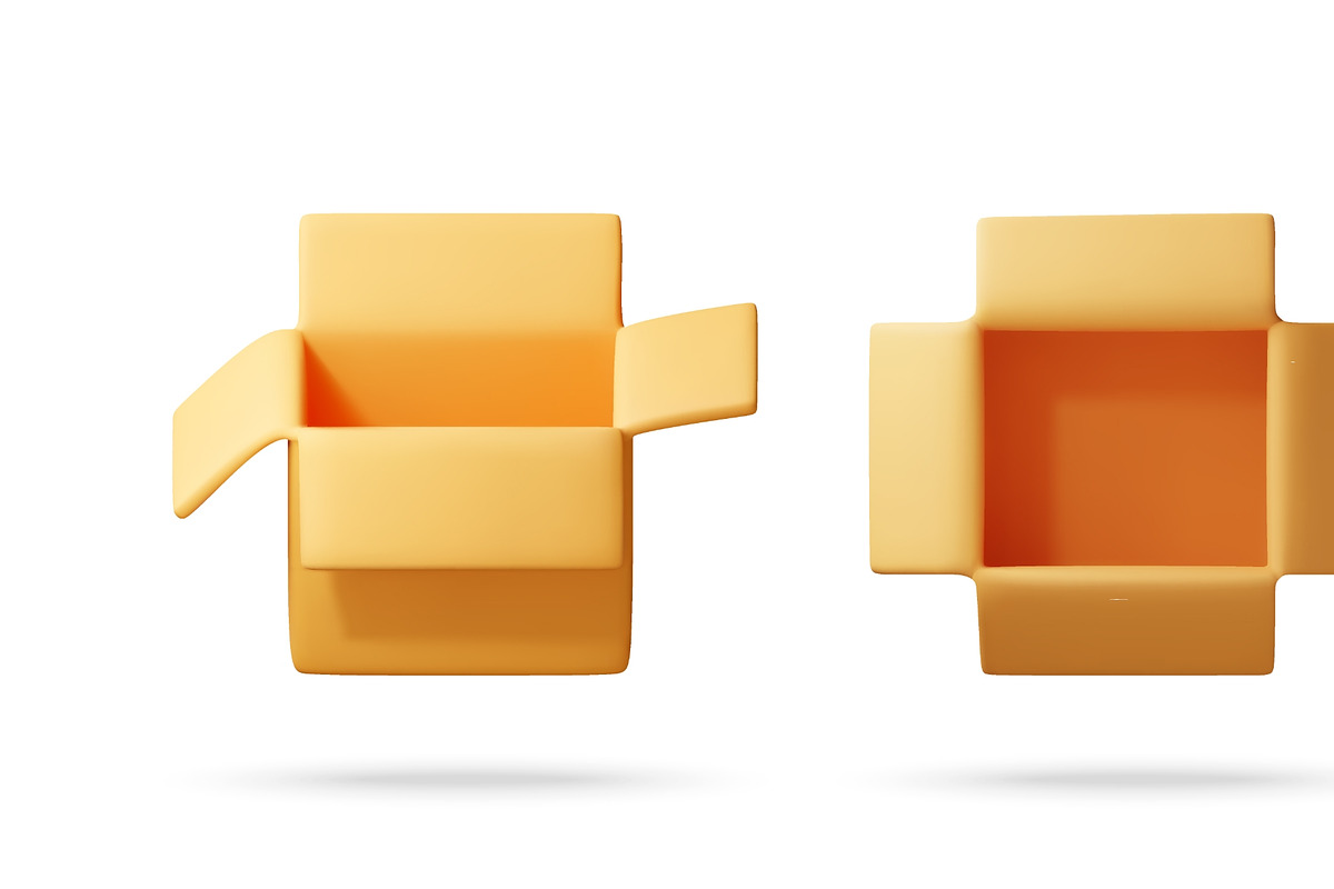 3D Set of open cardboard box icons, an Object Illustration by Abscent (Photo 3 of 3)