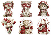 Whimsical Valentine Cats Clipart, an Illustration by DreamArtGraphic (Thumbnail 4 of 4)