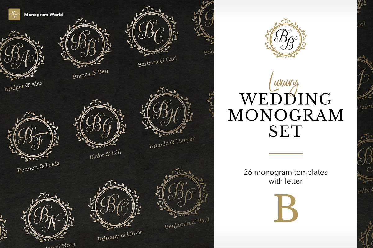 Wedding Monogram Set B, a Branding & Logo Template by Monogram World (Photo 1 of 8)