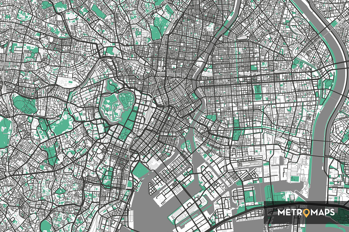 Tokyo Map – Regular / Mint, an Illustration by MetroMaps (Photo 3 of 3)
