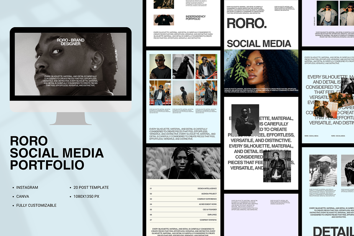 RORO - Social Media Portfolio 8 IN 1, a Social Media Template by Propertype (Photo 1 of 10)