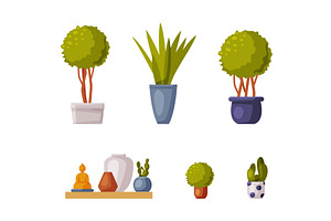 Decorative Houseplants in Pot and, an Object Illustration by TopVectors