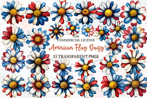 American Flag Daisy Flower 4th of, an Illustration by Designworld