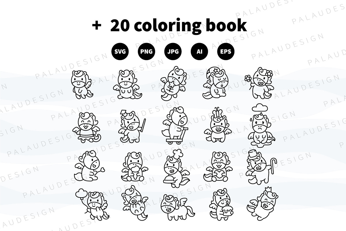Pegasus Character Bundle, an Animal Illustration by Palau (Photo 7 of 8)