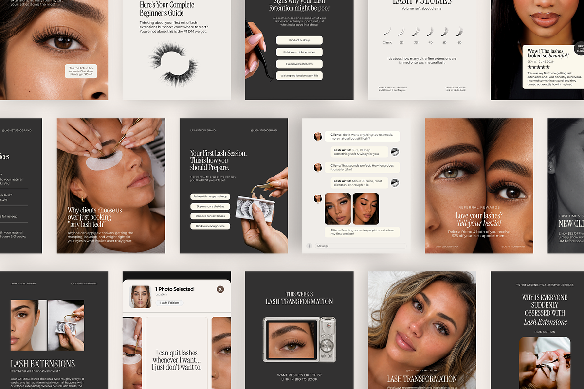 40 Lash Extension Instagram posts, a Social Media Template by Design Lush Studio (Photo 3 of 8)