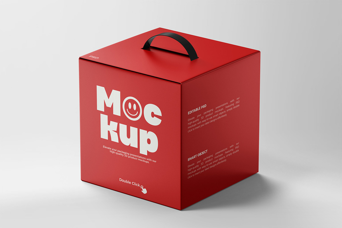 Cardboard Box Mockup with Handle, a Packaging Mockup by RamStudio2 (Photo 11 of 19)