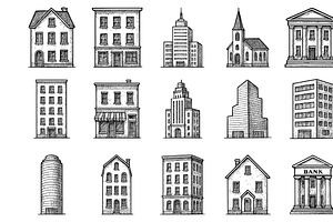 City Buildings Set, an Object Graphic by nikagraphic