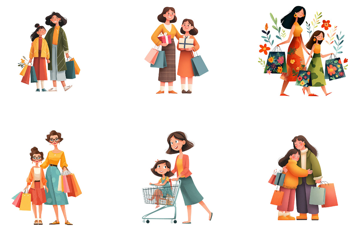 Shopping with Mom Mothers Day, an Illustration by Designking (Photo 5 of 5)