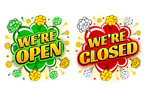 Open And Closed Retro Design, a Work Illustration by Vector beauty