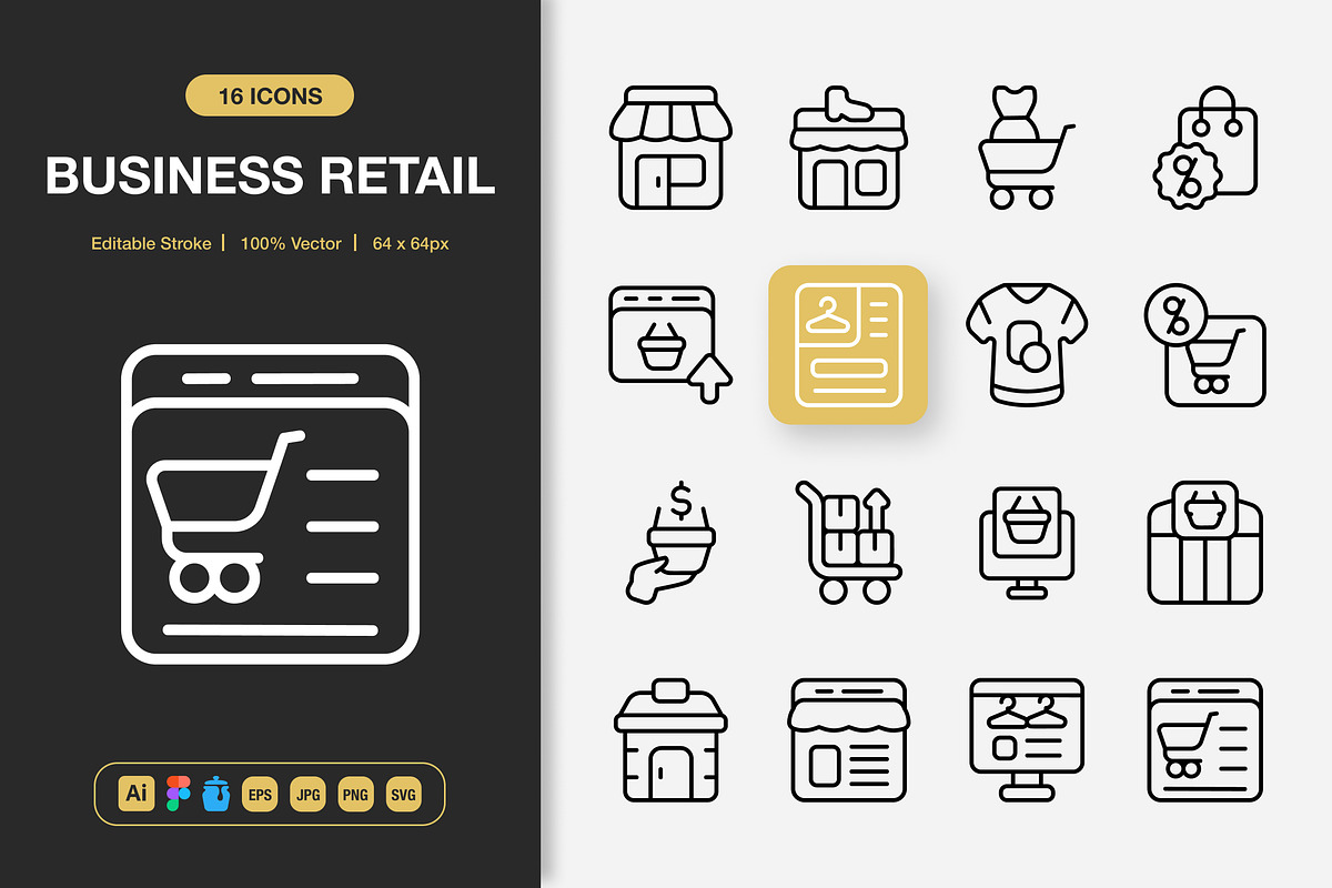 Business Retail Icons, an Icon by Spacepixel Creative
