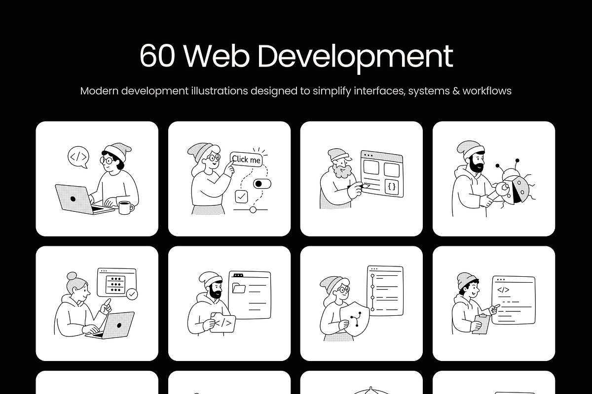 60 Web Development Illustrations, a Technology Illustration by Prosymbols (Photo 1 of 11)